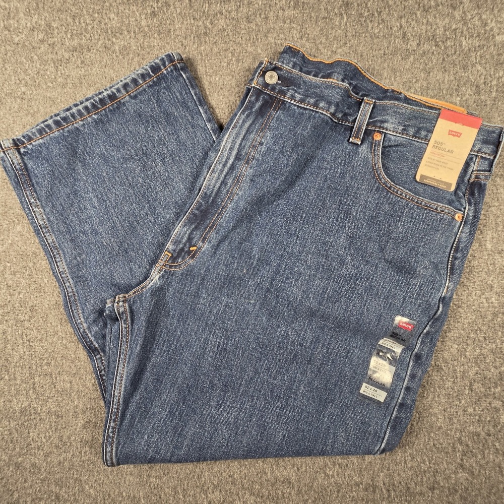 Levi’s 505 Jeans Mens 52x28 Big And Tall Blue Denim Straight Leg Medium Wash NWT
